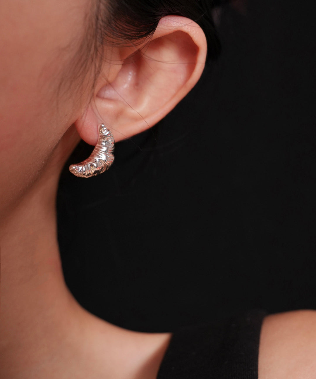 DIY Gold Copper Overgild Croissant Moon Stud Earrings