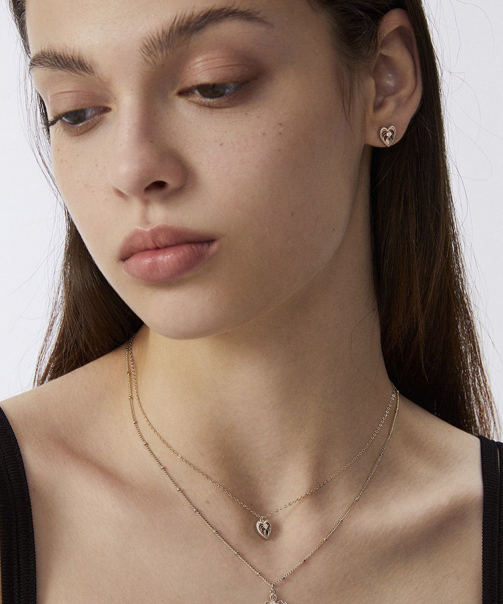 DIY Gold Copper Overgild Double Layered Cross Love Pendant Necklace