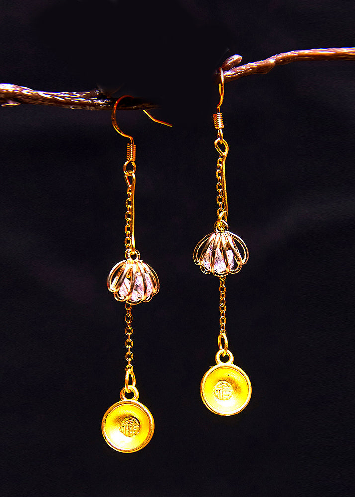 DIY Golden Bowl 14K Gold Drop Earrings - Omychic