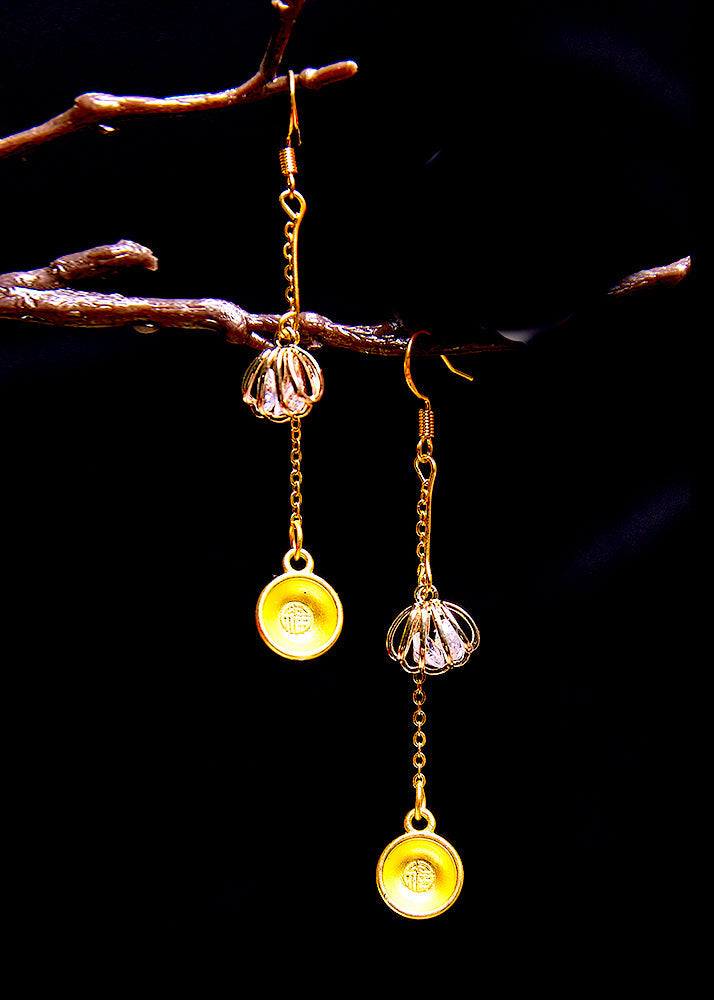 DIY Golden Bowl 14K Gold Drop Earrings - Omychic