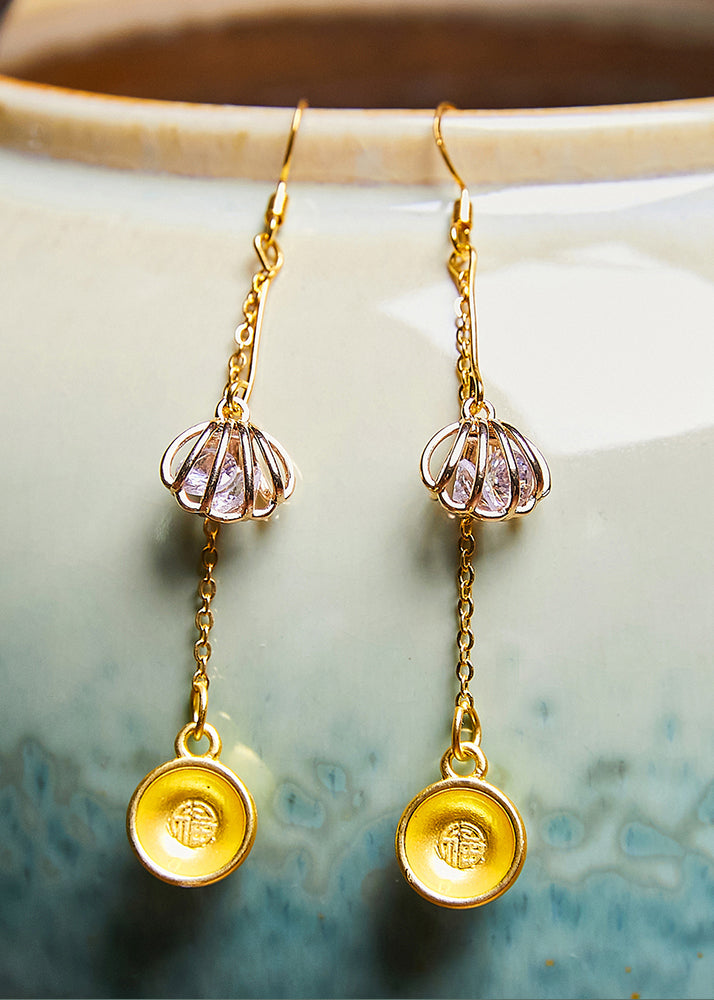 DIY Golden Bowl 14K Gold Drop Earrings - Omychic