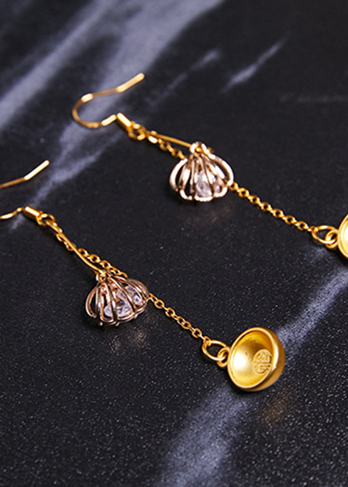 DIY Golden Bowl 14K Gold Drop Earrings - Omychic