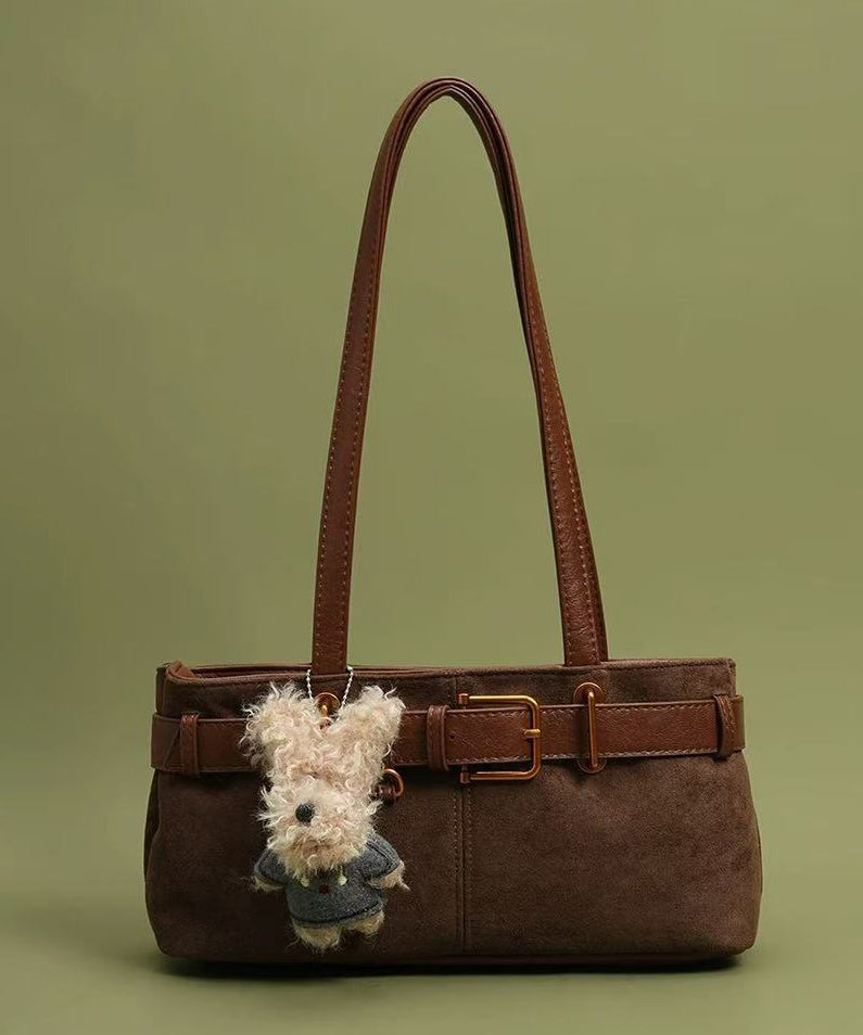 DIY Grass Green Plush Toy Durable Faux Leather Satchel Handbag