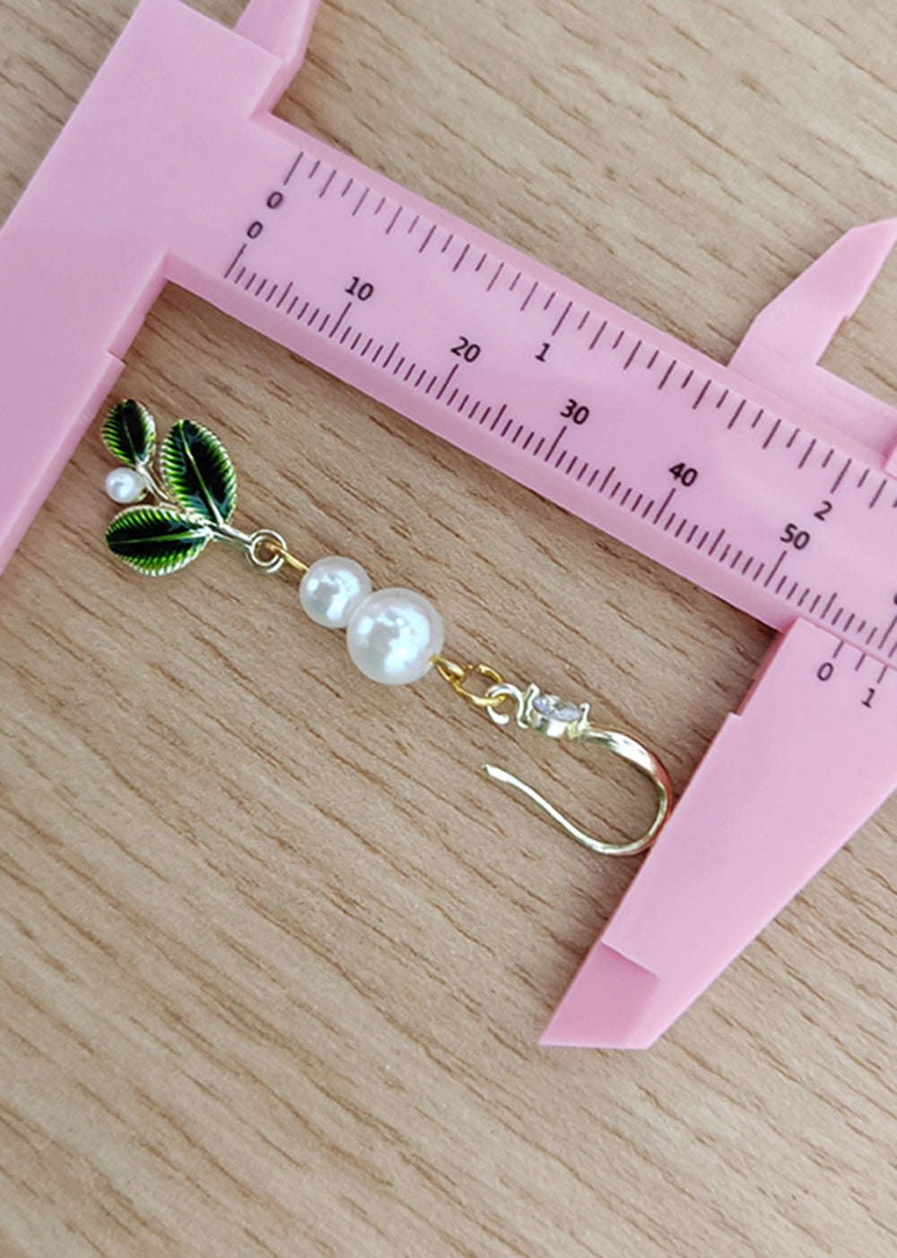 DIY Green Leaf Pearl Zircon Drop Earrings - Omychic
