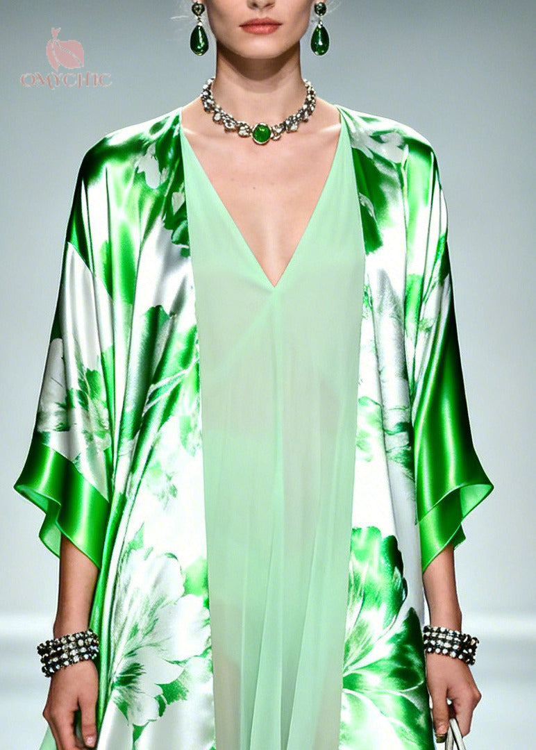 DIY Green Oversized Patchwork Chiffon Fake Two Piece Dresses Summer