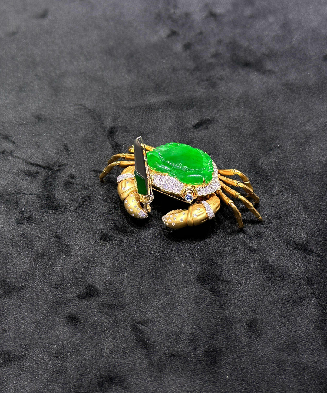 DIY Green Sterling Silver Overgild Zircon Crab Brooches