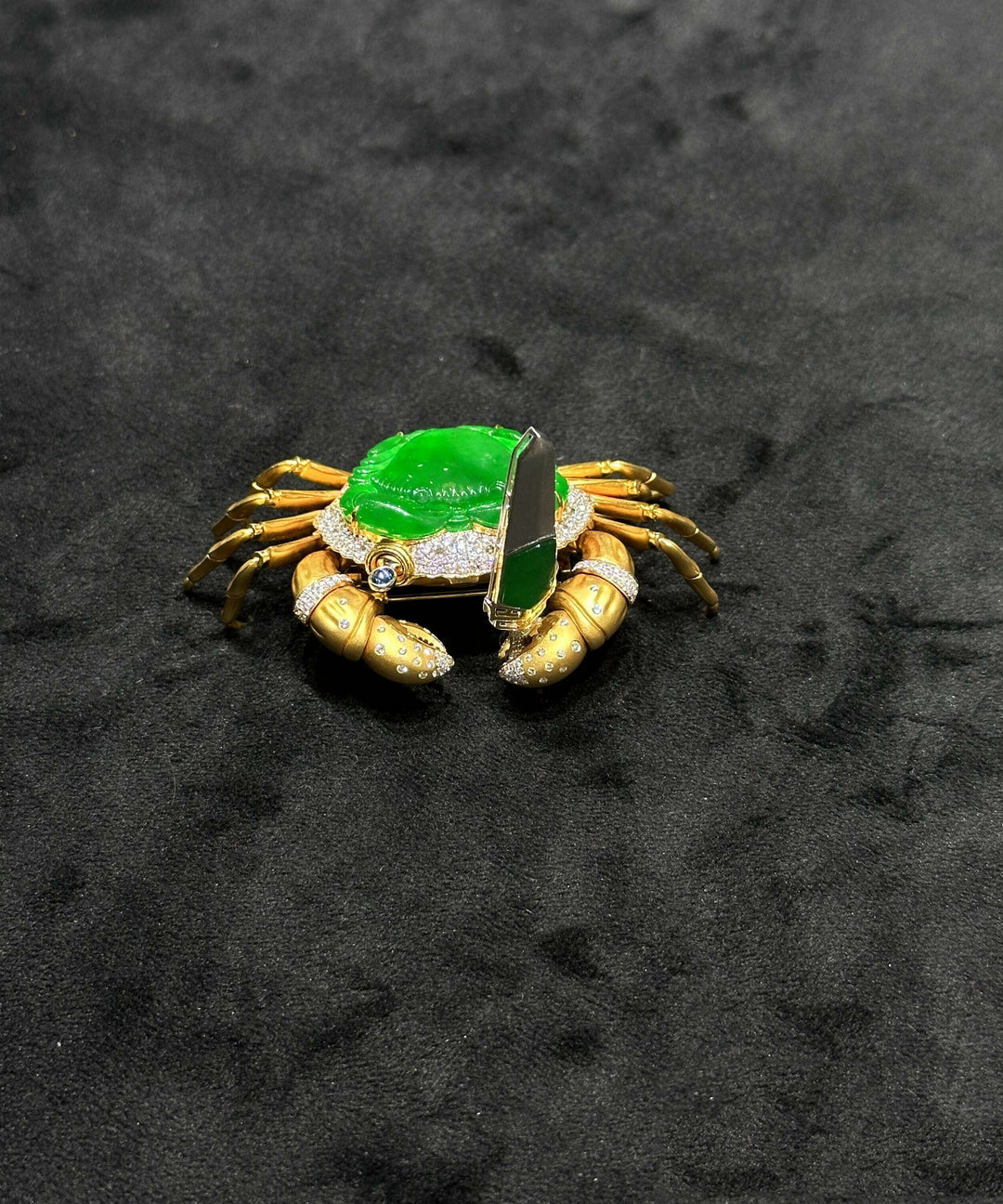DIY Green Sterling Silver Overgild Zircon Crab Brooches