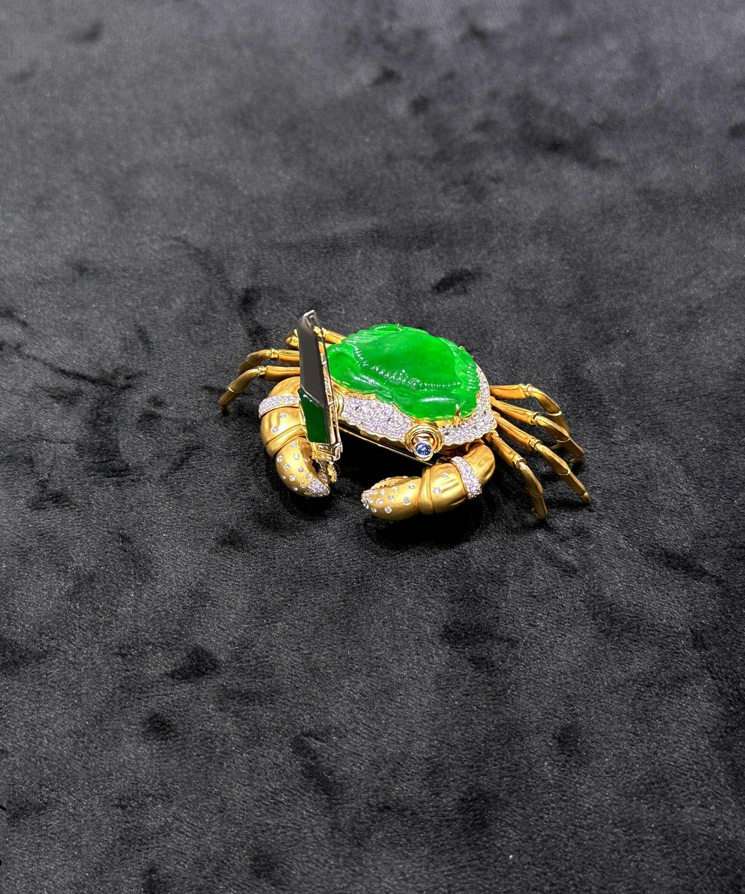 DIY Green Sterling Silver Overgild Zircon Crab Brooches