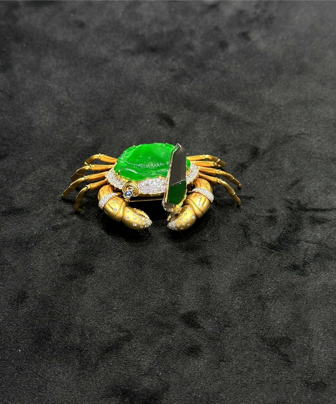 DIY Green Sterling Silver Overgild Zircon Crab Brooches