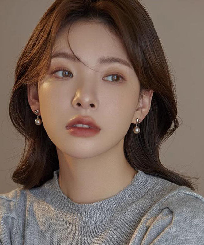 DIY Grey Sterling Silver Love Pearl Drop Earrings