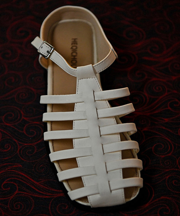 DIY Hollow Out Sandals White Faux Leather