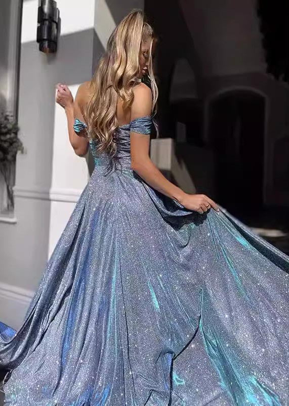 DIY Lavender Sequins Exra Large Hem Strapless Dress