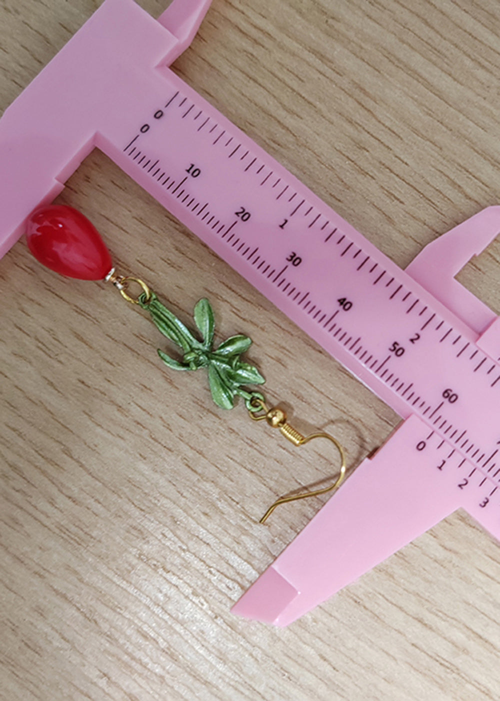 DIY Red Droplet Shape Coral Drop Earrings - Omychic