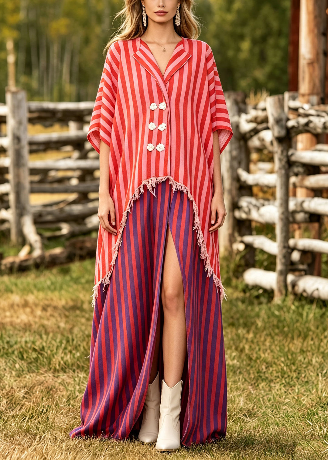 DIY Red Oversized Patchwork Cotton Maxi Dresses Summer