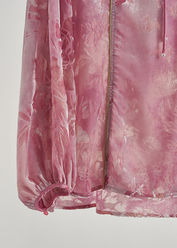 DIY Rose Tasseled Jacquard Silk Velour Shirts Fall