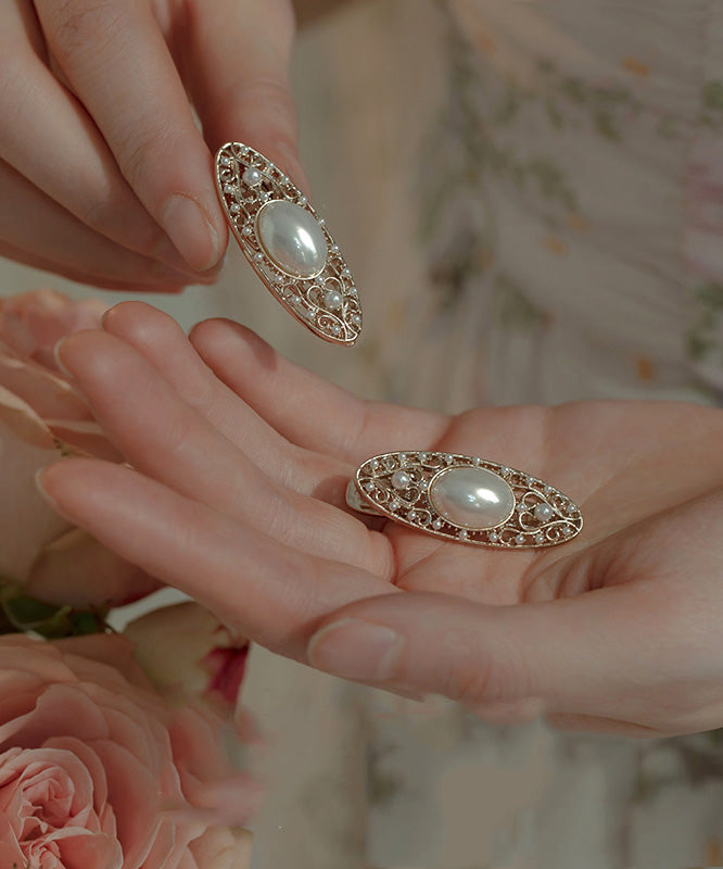 DIY Silk Alloy Hollow Out Pearl Hairpin