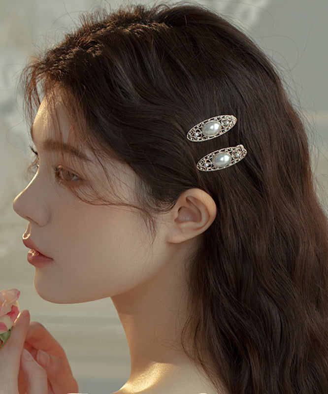 DIY Silk Alloy Hollow Out Pearl Hairpin