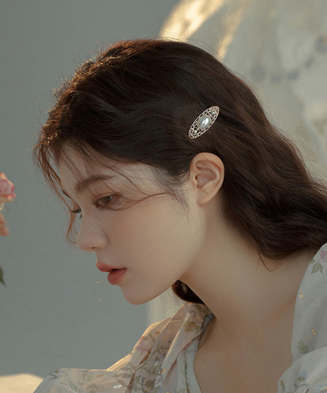 DIY Silk Alloy Hollow Out Pearl Hairpin