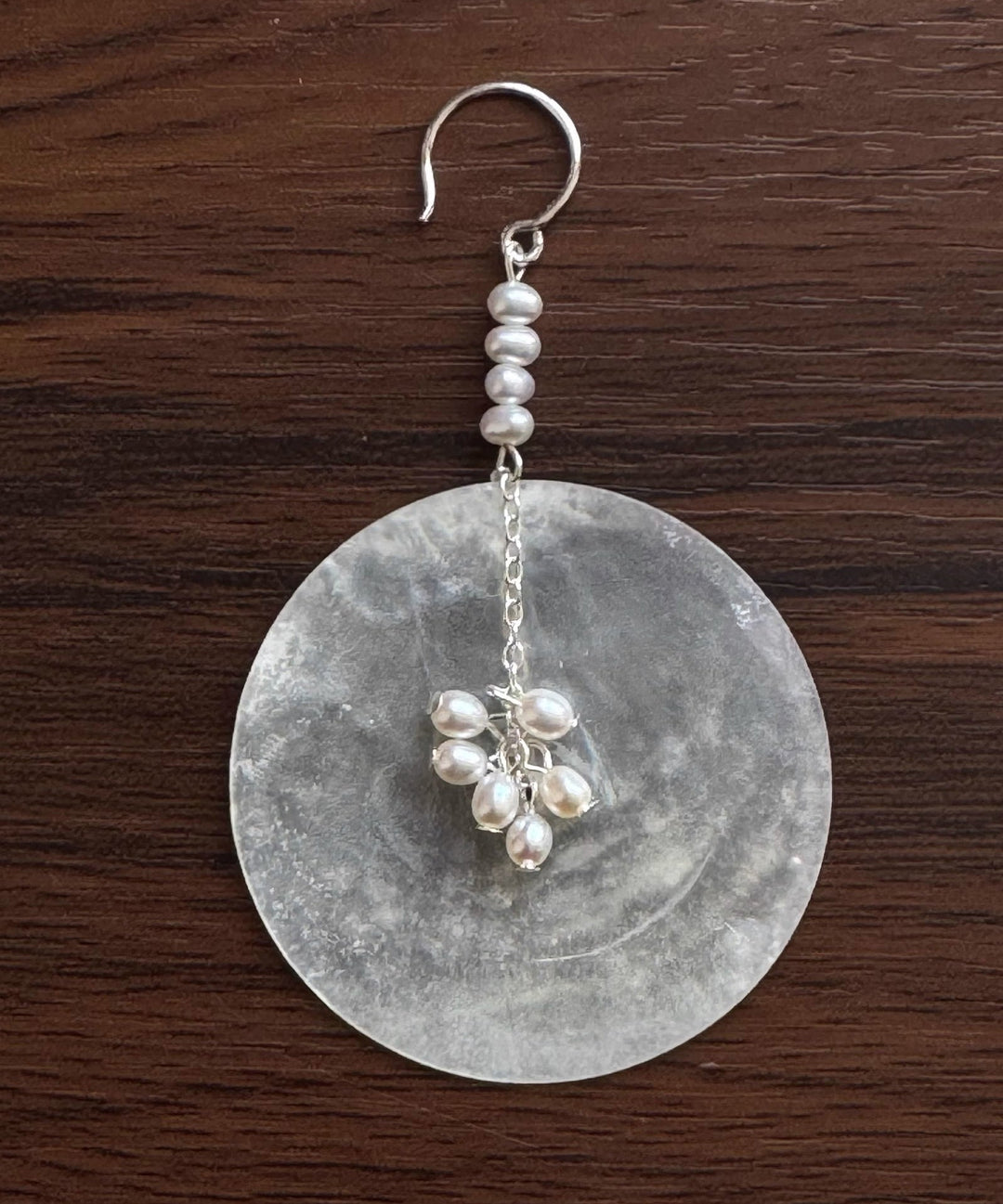 DIY Silk Copper Pearl Shell Discs Drop Earrings