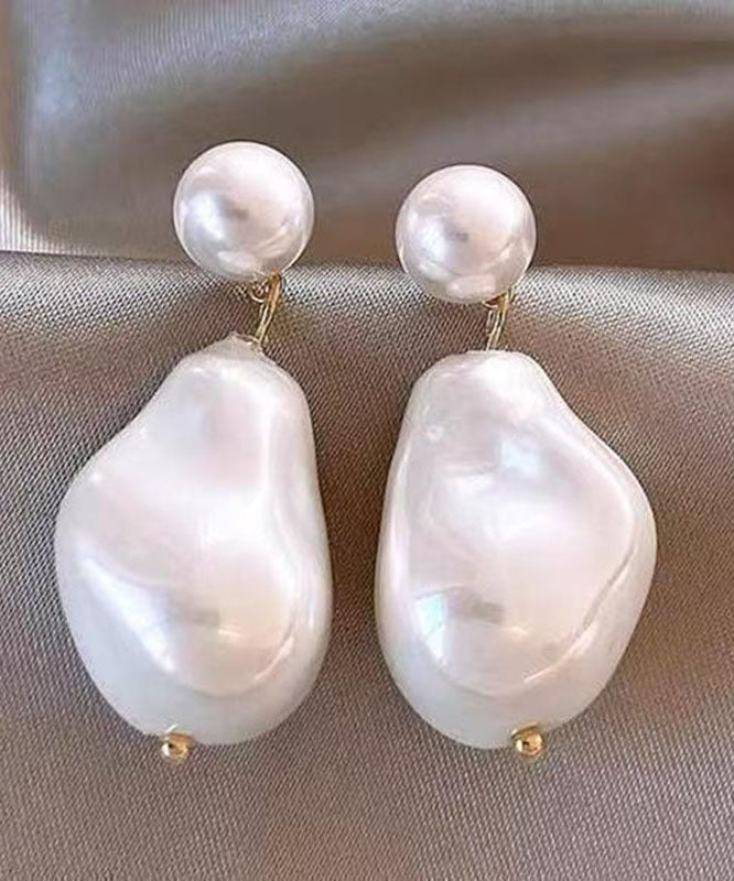 DIY White Alloy Water Drop Pearl Drop Earrings