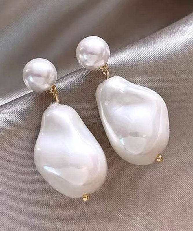 DIY White Alloy Water Drop Pearl Drop Earrings