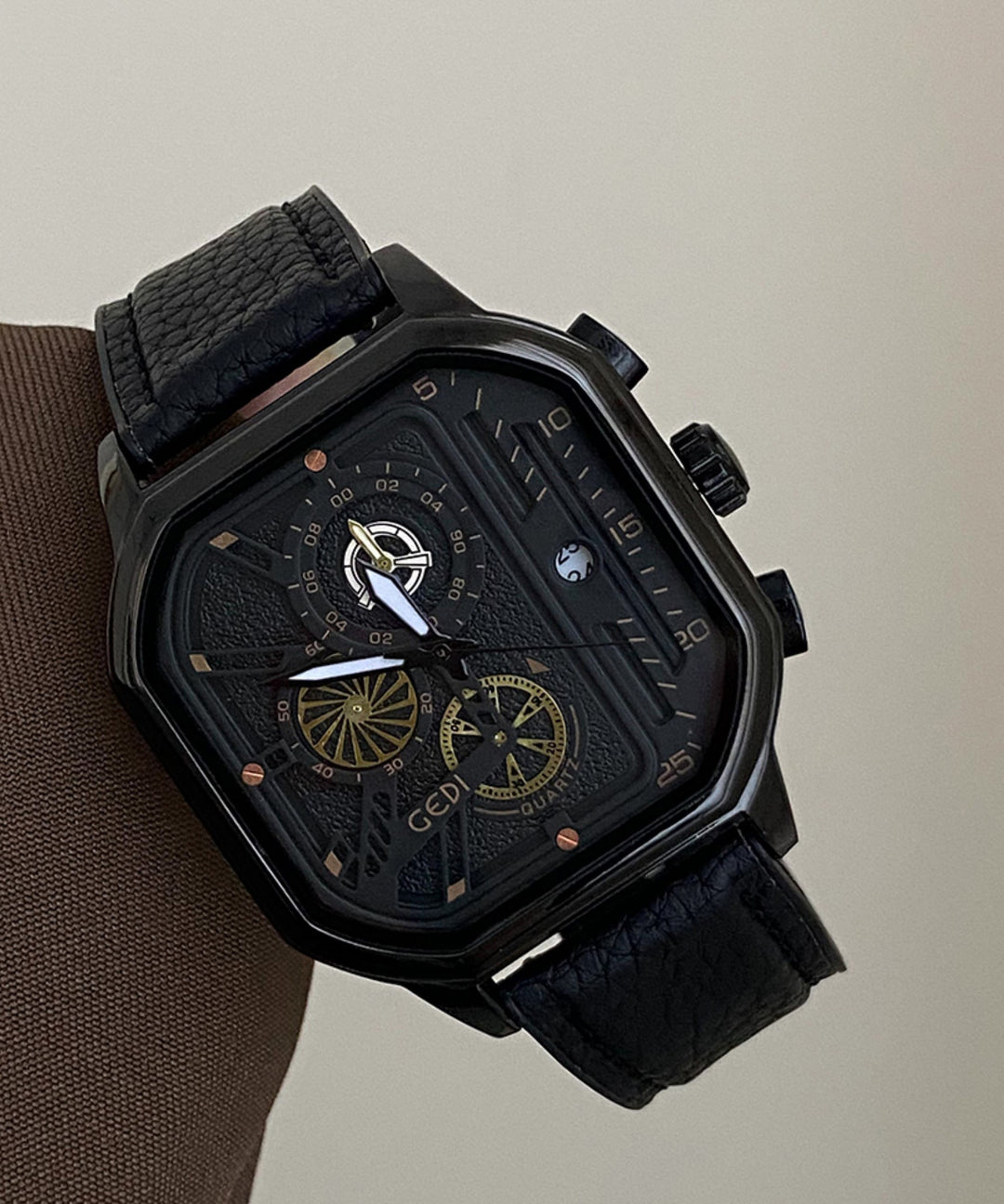 DIY White Leather Square Quartz Movement Watches