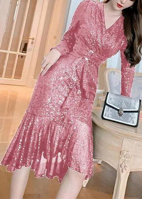 Dinner Black V Neck Sequins Tunic Maxi Dresses Spring