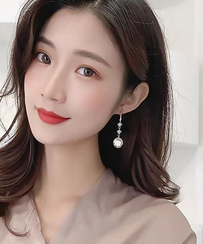 Dinner Silk Sterling Silver Zircon Drop Earrings