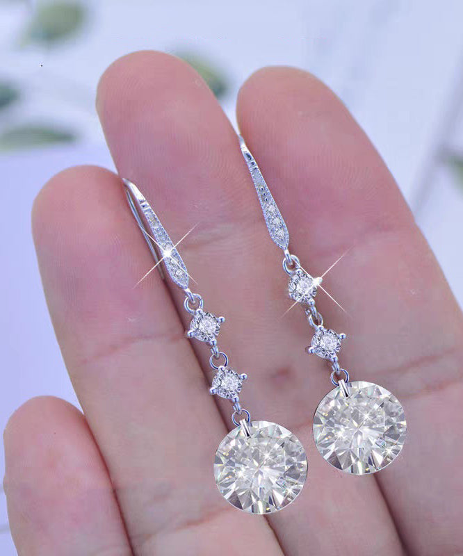 Dinner Silk Sterling Silver Zircon Drop Earrings