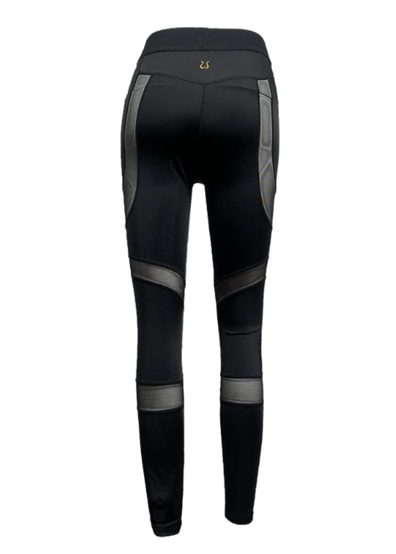 Dynamic Black High Waist Tulle Patchwork Capri Running Leggings