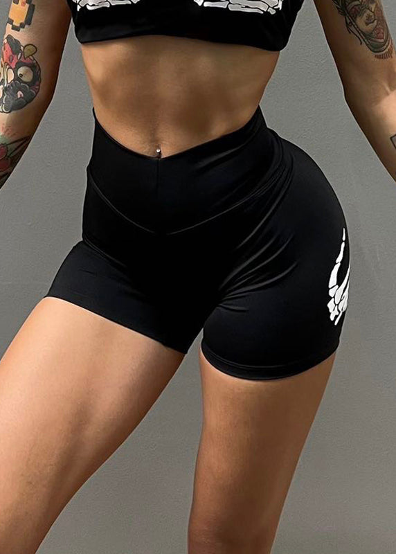 Dynamic Black Print Butt Scrunch Workout Gym Shorts Running Shorts