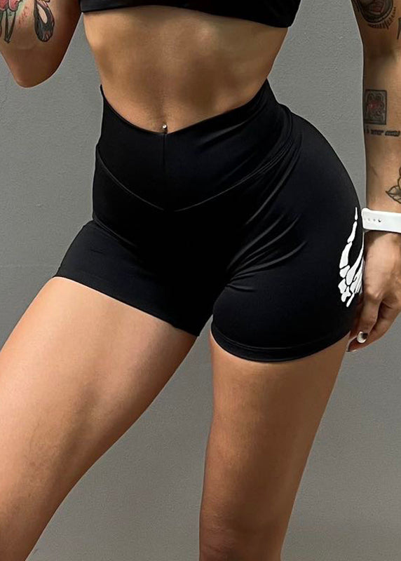 Dynamic Black Print Butt Scrunch Workout Gym Shorts Running Shorts