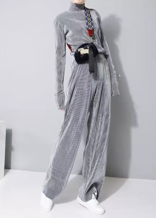 Elegant Apricot High Neck Velvet Two Pieces Set Fall