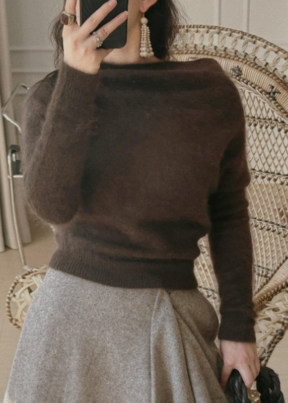 Elegant Asymmetrical Knitted Cotton Sweaters And Maxi Skirts Two Pieces Set Winter