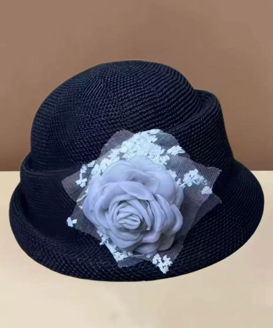 Elegant Beige Breathable Flower Bucket Hat