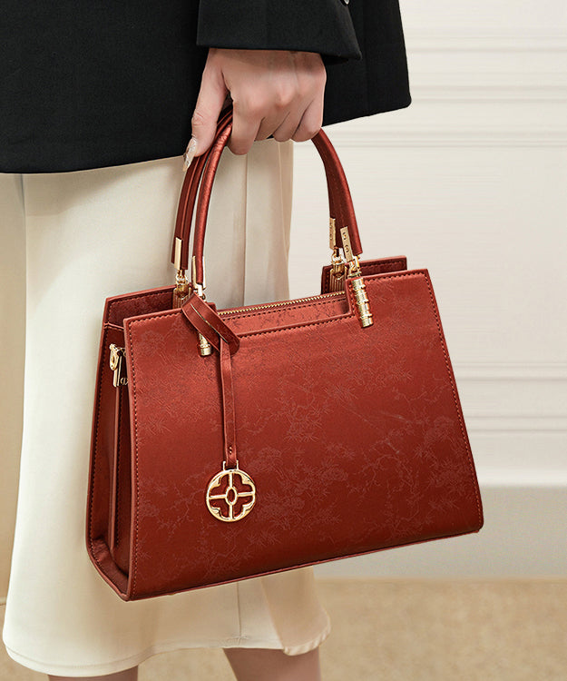 Elegant Beige Jacquard Versatile Tote Bag