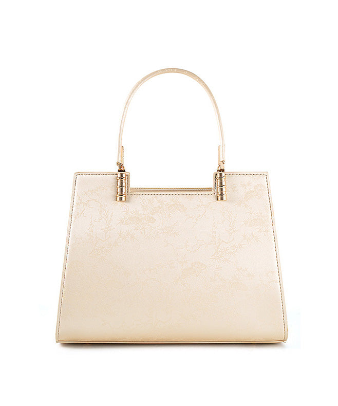Elegant Beige Jacquard Versatile Tote Bag