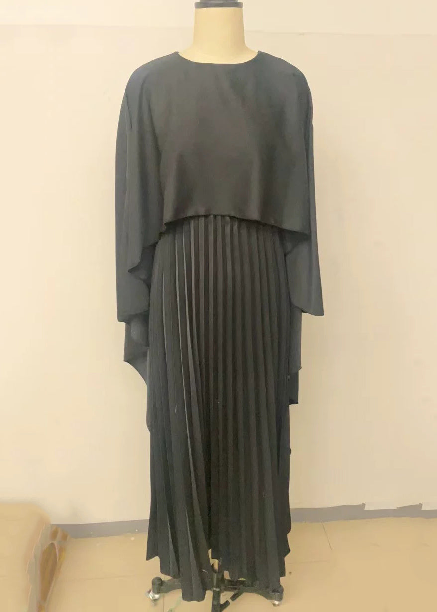 Elegant Black Patchwork Solid Maxi Dress Spring