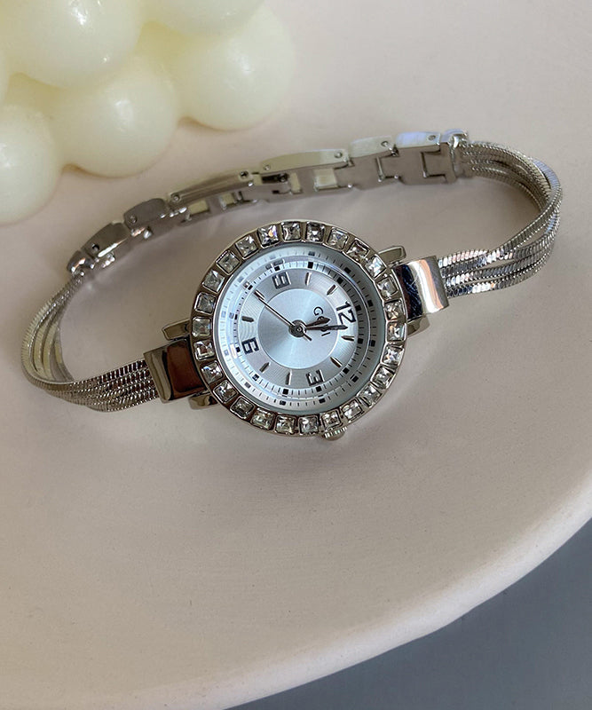 Elegant Blue Stainless Steel Zircon Quartz Movement Chain Waterproof Watches