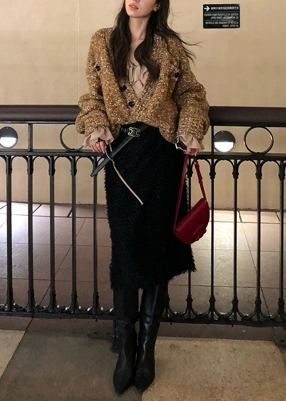 Elegant Brown Oversized Color Dots Knit Loose Coat Spring - Omychic