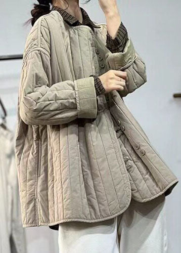 Elegant Button Patchwork Warm Fine Cotton Filled Coats Winter