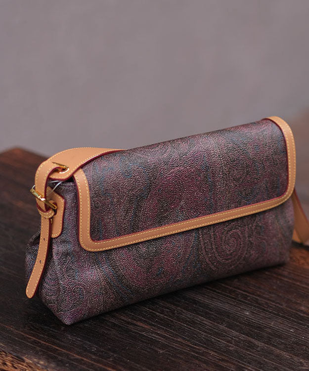 Elegant Chocolate Jacquard Durable Leather Shoulder Bags