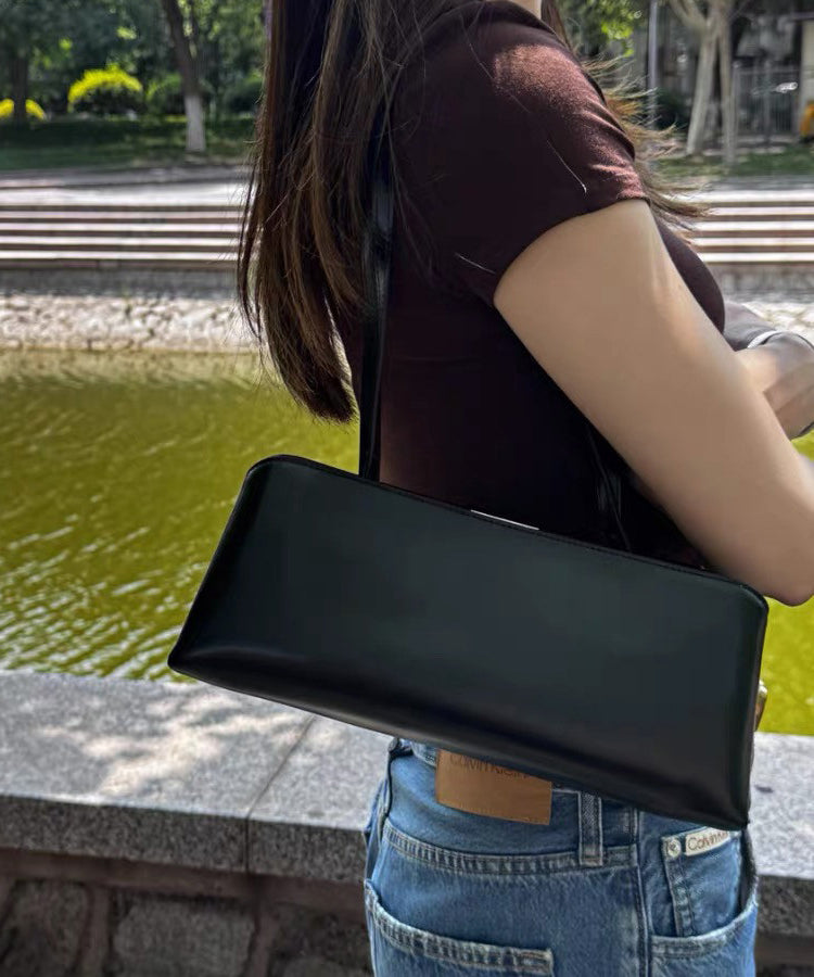 Elegant Chocolate Rectangle Multi-layer Faux Leather Shoulder Handbag