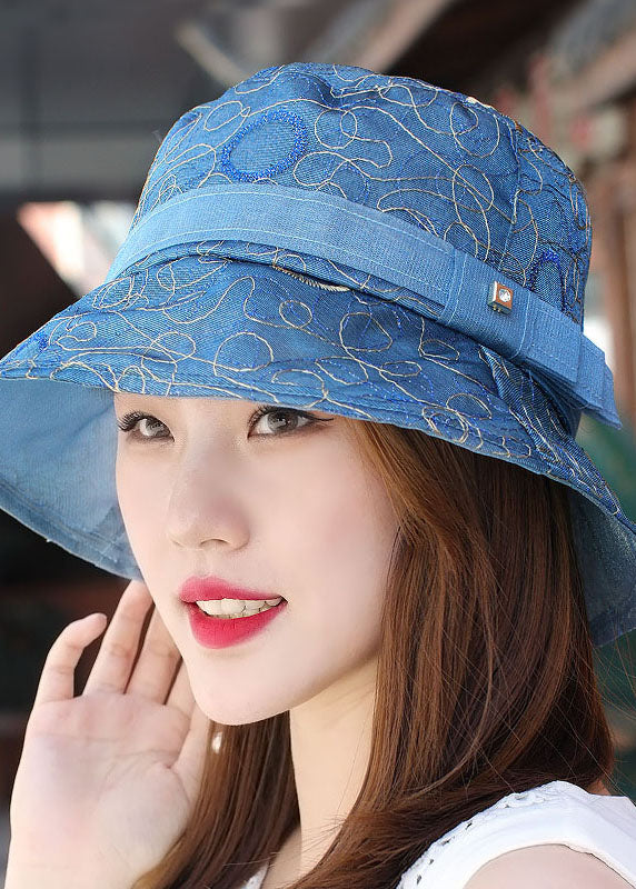 Elegant Coffee Embroidery Tulle Patchwork Bucket Hat