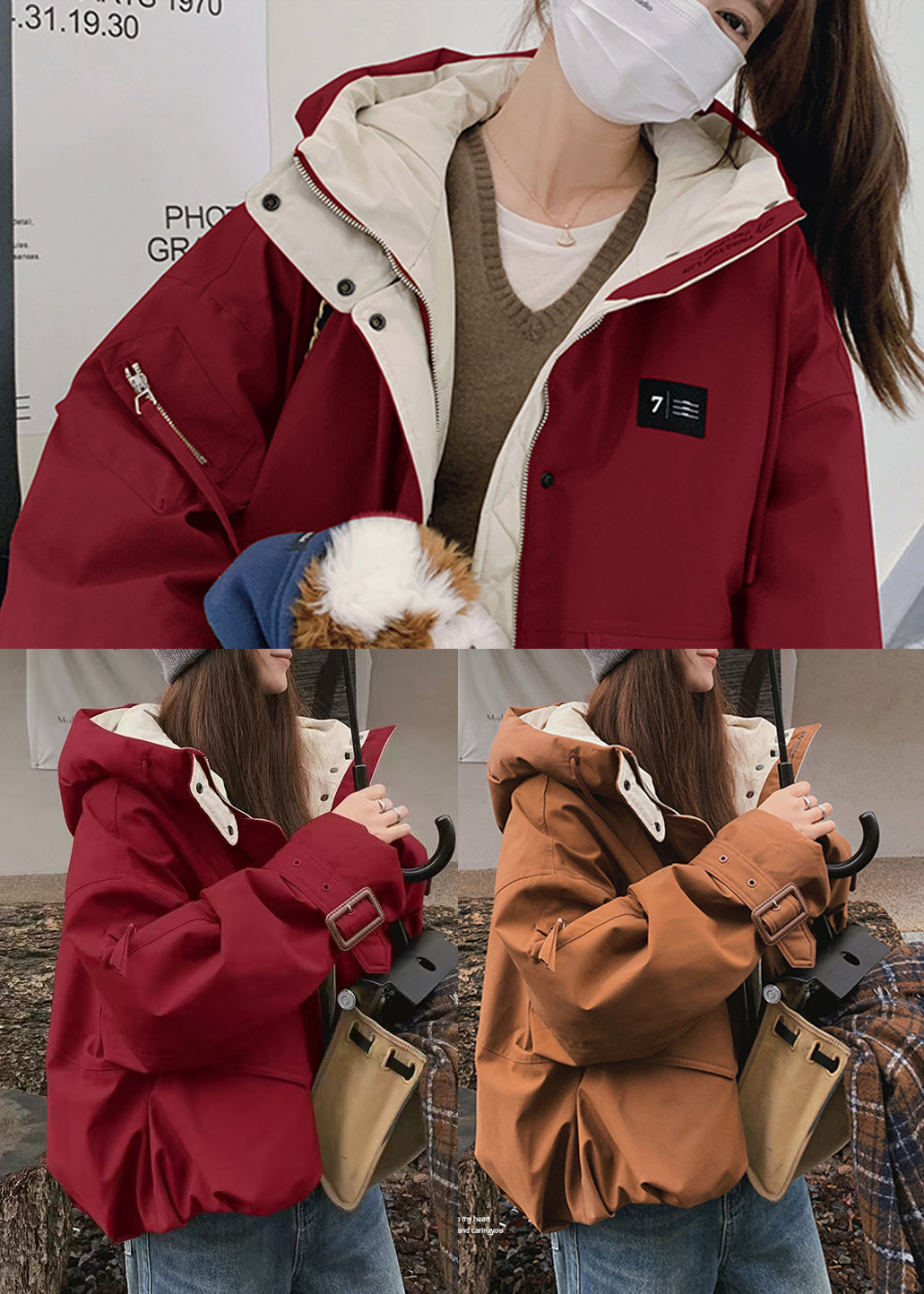 Elegant Coffee Oversized Fine Cotton Filled Womens Parka Winter