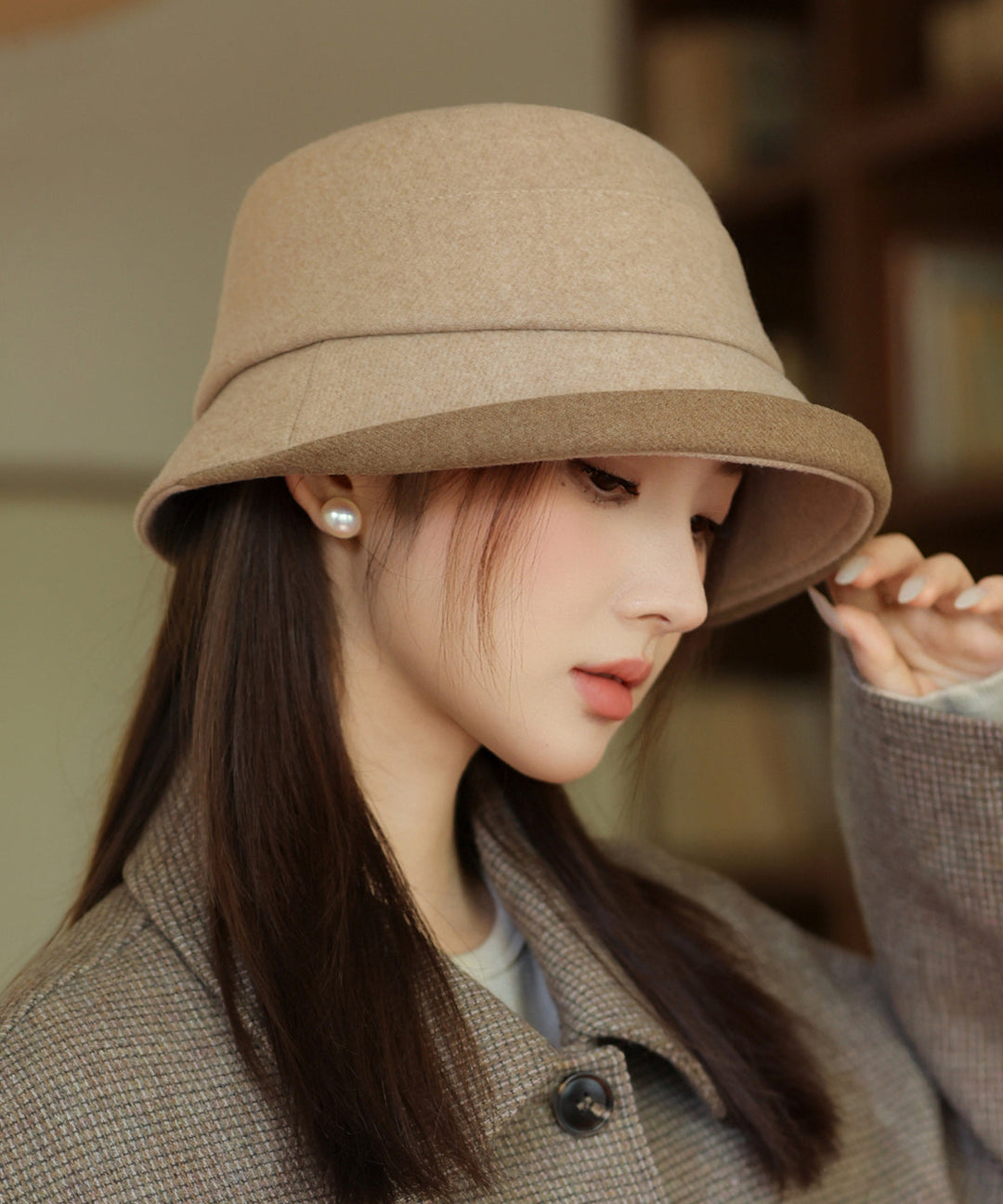 Elegant Coffee Warm Woolen Bucket Hat