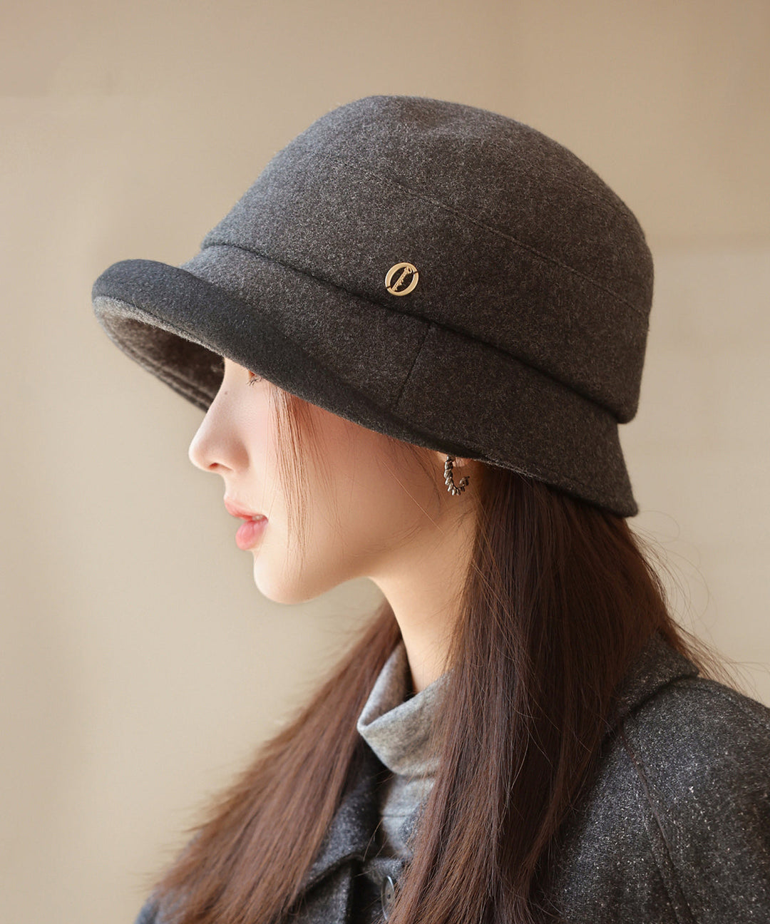 Elegant Coffee Warm Woolen Bucket Hat