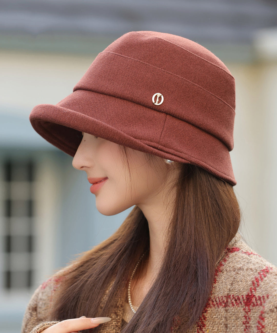 Elegant Coffee Warm Woolen Bucket Hat