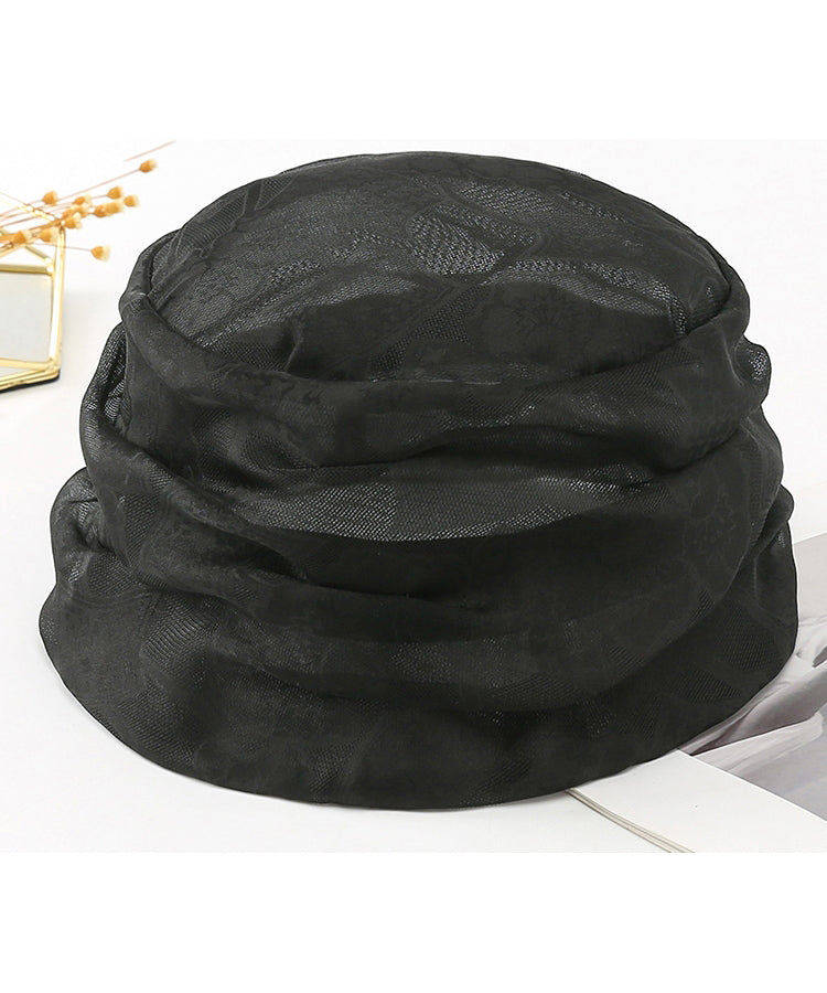 Elegant Coffee Wrinkled Versatile Silk Bucket Hat