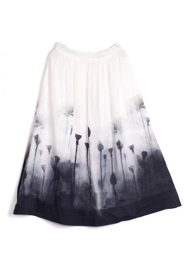 Elegant Colorblock Tie Dye Elastic Waist A Line Skirts Summer